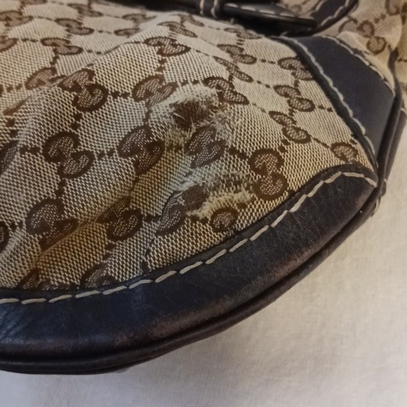 Gucci Tote Shoulder Bag Purse w LARGE GOLD BOW CC Monogram Canvas Vintage - Picture 14 of 17